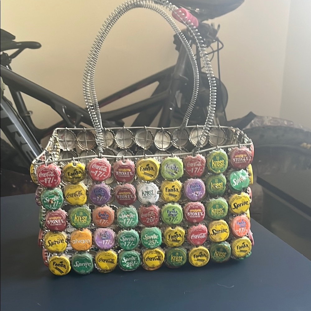 Colorful Upcycled Bottle Cap Handbag